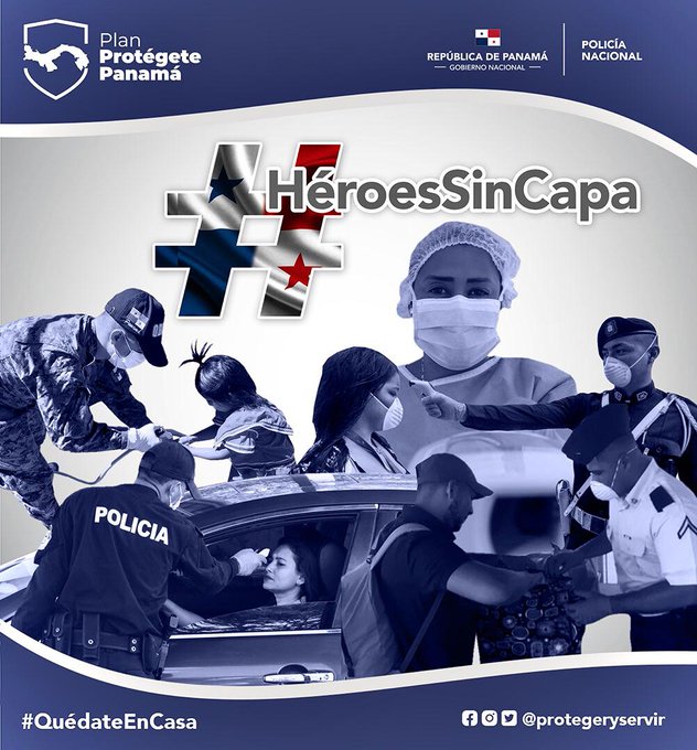 policiadepanama's tweet photo. Ellos continúan trabajando arduamente las 24 horas, para que tú y tu familia estén bien. Ayúdalos quedándote en casa y siguiendo las recomendaciones del 
@MINSAPma

#HéroesSinCapa #UnidosLoHacemos https://t.co/pyyY4YzTgC