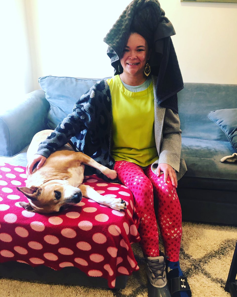 MissLuechtefeld's tweet photo. Wacky Wednesday outfit, or normal work from home attire? You may never know. Either way, Darby is not impressed! #pmsspiritweek https://t.co/0ofTY8S1UN