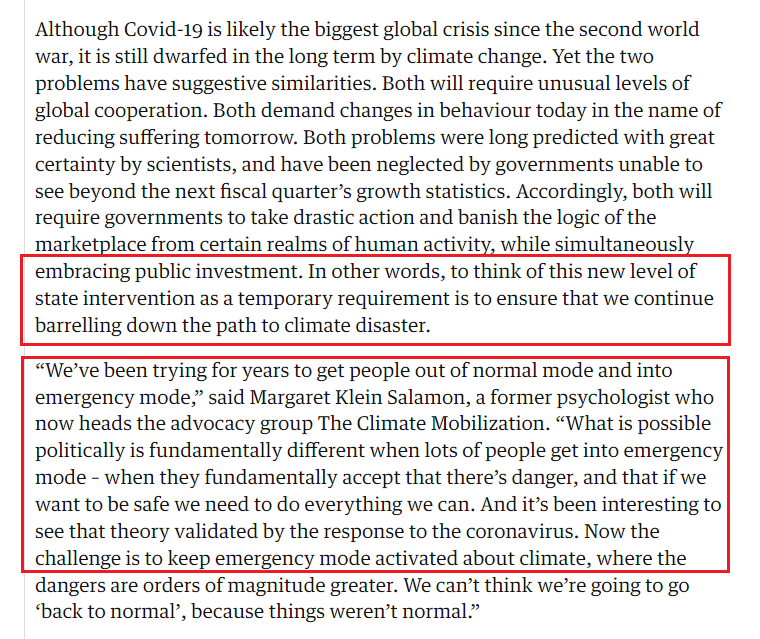 elleprovocateur's tweet photo. March 31 2020: "In other words, to think of this new level of state intervention as a temporary requirement is to ensure that we continue barrelling down the path to climate disaster....
Now the challenge is to keep #emergency mode activated about climate..."
#NatureForSale https://t.co/UENhHMZOPV