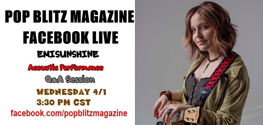 theemisunshine's tweet photo. This is no #AprilFools joke-- I'm taking over @popblitzmag's #FacebookLive TODAY at 4:30 e/3:30c for some songs and Q&amp;A! Get your questions ready and join me at https://t.co/D1u1DHtrpf!
#americana #emisunshine #livestream #popblitzmagazine @DeadHorseBrand #EmiSunshine https://t.co/evE5rt5bYI