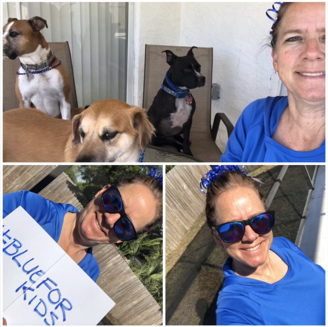 LouannLinn's tweet photo. Laila, Cali, Maia and I are #BlueForKids to support @CPCSRQ for Child Abuse Prevention Month. #WhyICPC πππππ https://t.co/CCQIxvCjK4