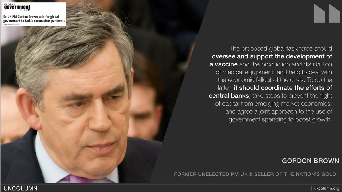 From under cloak of COVID19 fear fest comes real activity. Money created from nothing at interest leading to greater debt and dependence on State. The drive for (compulsory) vaccinations and the creation of global government via the banks. globalgovernmentforum.com/ex-uk-pm-gordo…