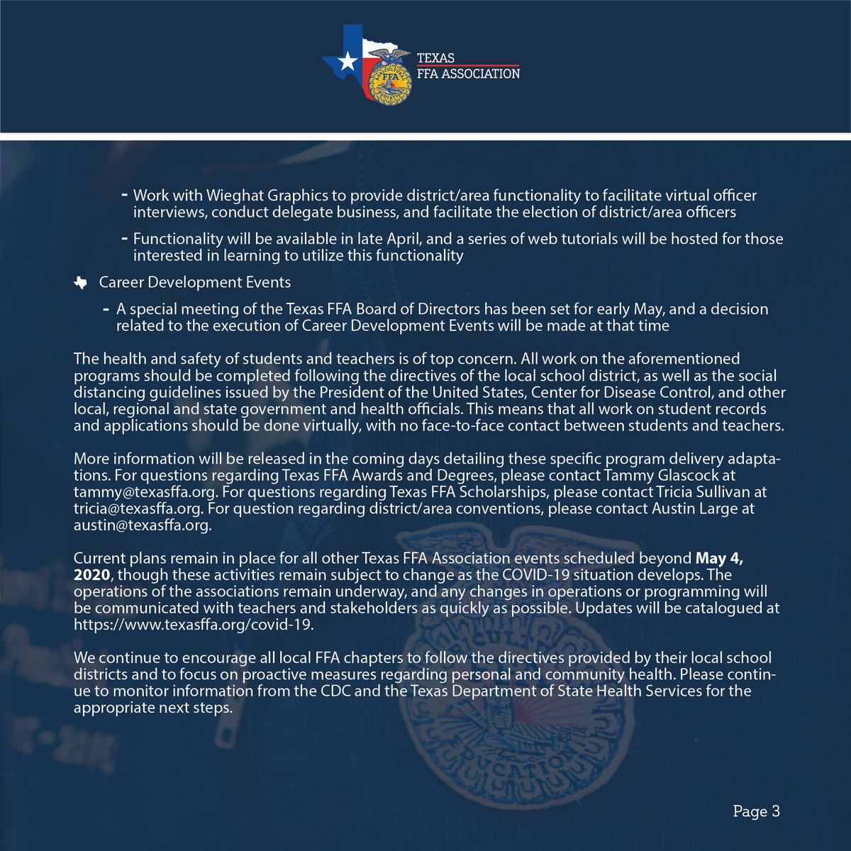 An update from the Texas FFA Association.