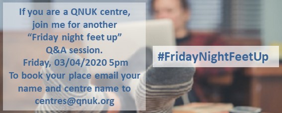 QNUKConnect's tweet photo. It's becoming a habit now lol

I will be holdng another Q&amp;A session with our centres this week but the meeting will be via our teams app.

Please contact centres@qnuk.org to book your place. They will need your name, centre name and email address. https://t.co/vaQ3iEjCDH
