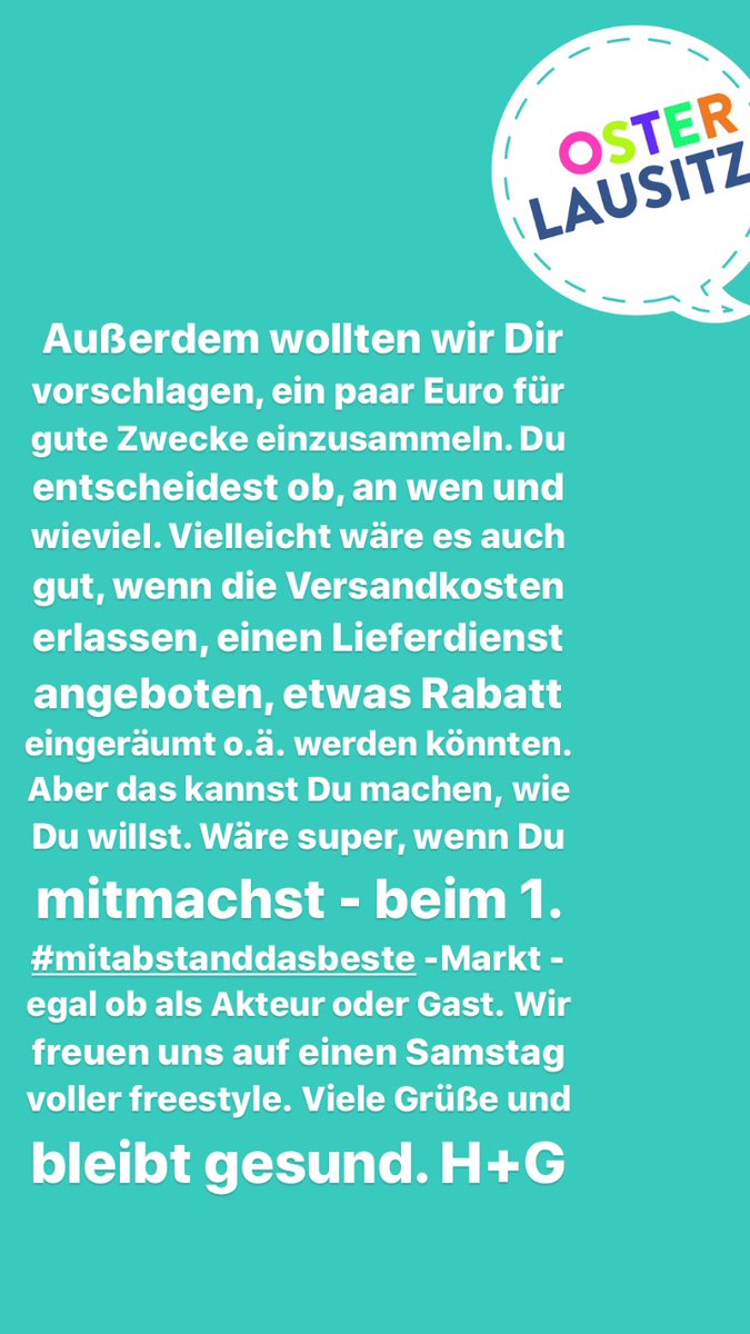 laba_fashion's tweet photo. /// OSTERLAUSITZ ///
Instagram, Samstag, 4. April.
Wer Bock hat, macht mit.
#osterlausitz
#mitabstanddasbeste https://t.co/aqFLCWyAXw