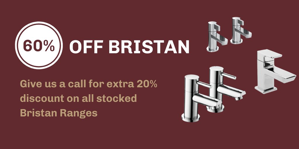 A MASSIVE 60% OFF ALL BRISTAN RANGES IN STOCK!
Give us a call for 60% off 02380 769 112
#clearance #everythingmustgo #tradeprices #plumber #builder #tradeonly #tradedeals #offers #massivediscounts #bristan #taps #bathrooms