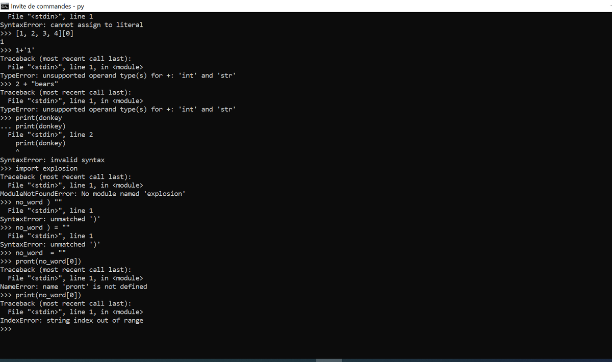 FethiBoukhors's tweet photo. #100DaysOfCode
In order to explore and understand error types and messages in python with @udacity complete python course of #onemillionarabcoders full stack developers i passed one hour in trying to get a better understand of python errors and try to program and slove https://t.co/tR530RcBNW