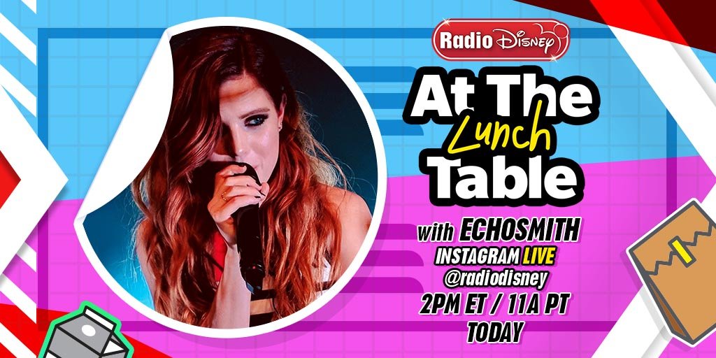 Just because you aren’t at school, doesn’t mean you can’t join your friends for lunch! ✏️🍎🍔🍴

Grab a bowl of mac n’ cheese or a PB&amp;J and join Sydney from <a href="/Echosmith/">Echosmith</a> for Radio Disney’s #AtTheLunchTable interview series! TODAY at 11a PT on Instagram Live: instagram.com/radiodisney