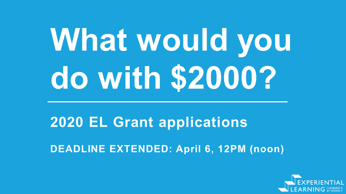 We've extended the deadline for the 2020 EL Grant to April 6, 12noon. We're looking forward to your applications concordia.ca/academics/expe…