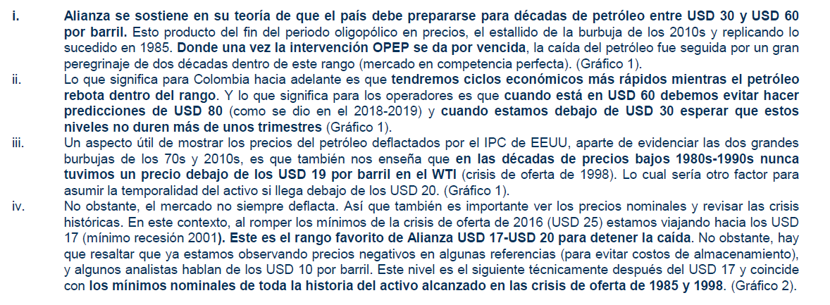 AlianzaValores's tweet photo. #DíasImposibles "Crudo y Cursi" Una vez la intervención de la OPEP se da por vencida, la caída en los precios del petroleo es seguida por una peregrinación en el rango USD $30 - USD $60 durante dos décadas. Lo que aumentaría la velocidad de los ciclos económicos en Colombia. https://t.co/Siy9y6PELW
