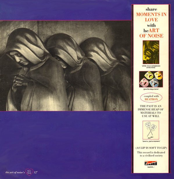 The main synth line is reminiscent of the Art of Noise “Moments in Love”, a beautiful & classic synth pop track from 83’Perhaps the Art of Noise heard that lead synth part & thought they’d return the favour & recorded Kiss with Tom Jones in 88’. Who knows.