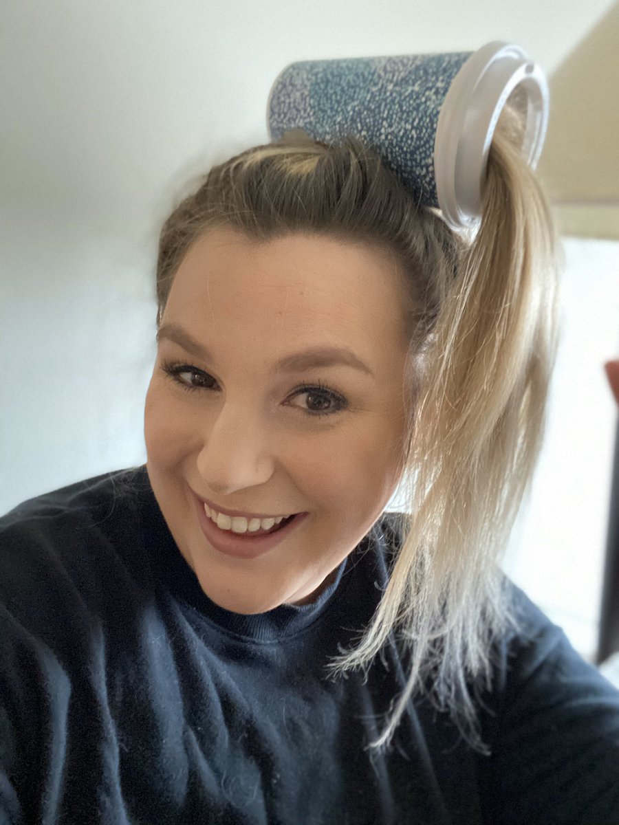 KEdmonds103's tweet photo. Drinking so much coffee, I’ve turned into it!! ☕️ #dwvirtualspiritweek #engage103 #wackyhairday https://t.co/O1a34xstOG