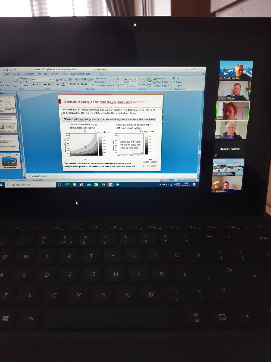 Hijacked Dave's group meeting again. I'm glad I did as <a href="/BallardPolymers/">Nicholas Ballard</a> is demystifying the rapid and well controlled aqueous copper polymerisations that we developed with many coworkers back when I was a PDRA in his group. Excellent work, comprehensively delivered