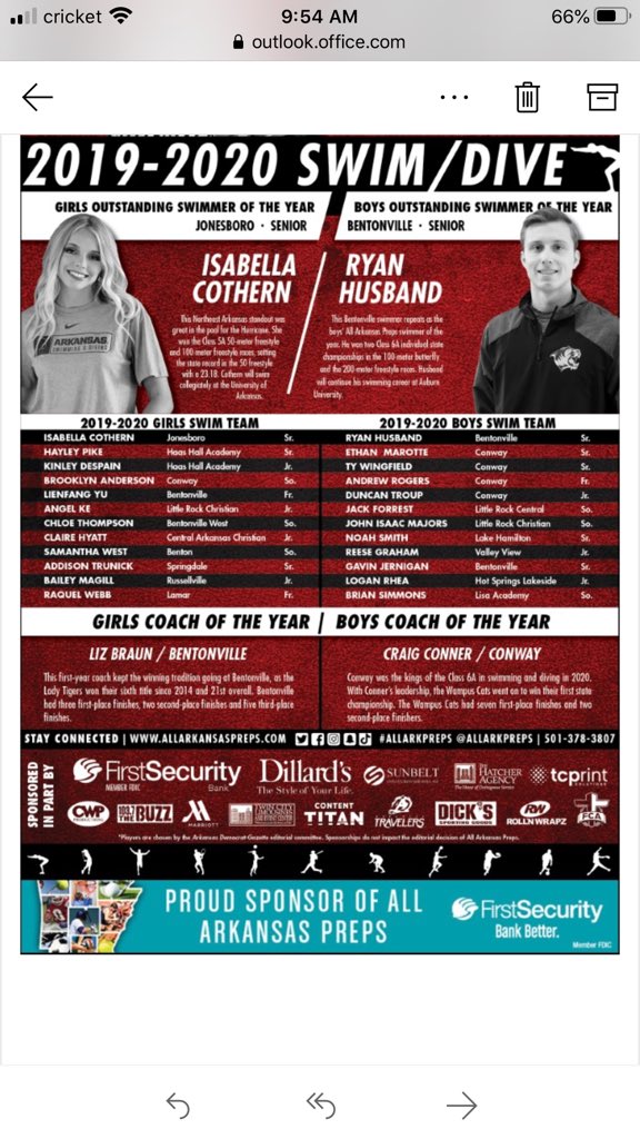 WampusCatsSwim's tweet photo. Wampus Cats receive multiple All-Preps honors including Boys Coach of the Year! @ConwayAthletics #sixlegs https://t.co/wLRJ6ZV2IQ