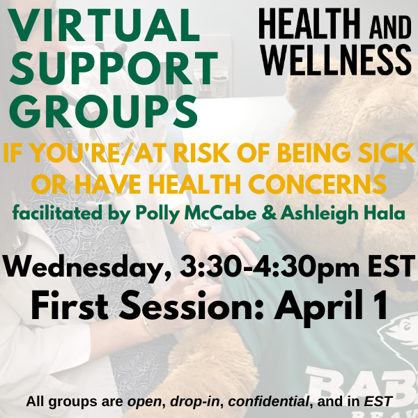 BabsonWellness's tweet photo. Babson Wellness is offering many virtual support groups. contact wellness@babson.edu for more info! https://t.co/3E99THAHOD