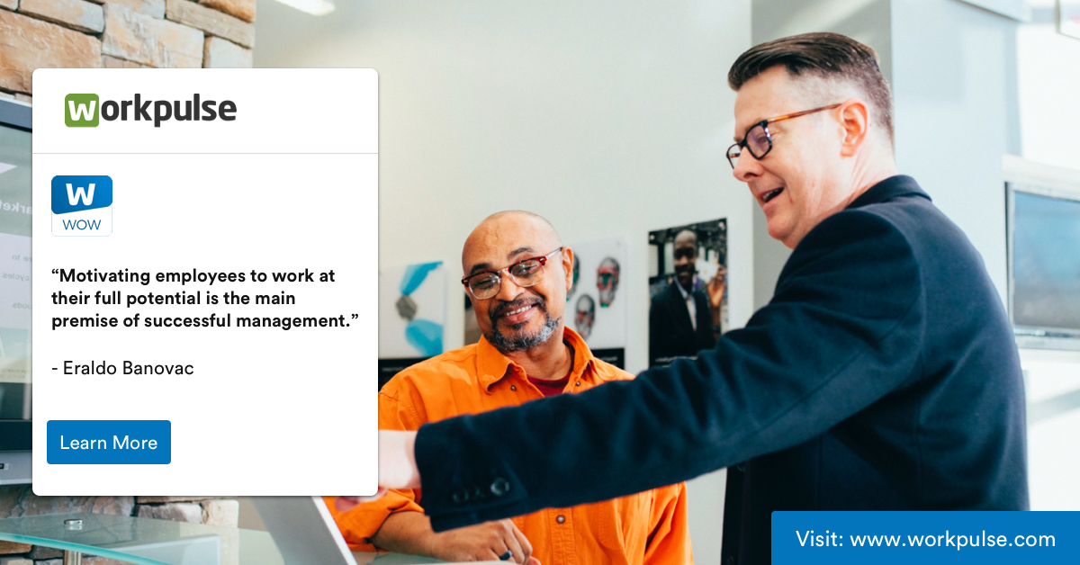 WorkpulseQSR's tweet photo. “Motivating employees to work at their full potential is the main premise of successful management.”– Eraldo Banovac
https://t.co/ik7Cc4mg9P
#wowapp #employeerecognition #employeeengagement #management #workpulse #teamwork #workplaceculture #quoteoftheday #quote #WednesdayWisdom https://t.co/rRPAa7nPEc