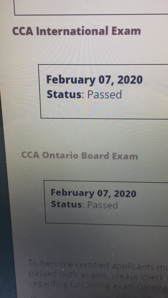 Excited to say I passed both the ICCA and <a href="/CCAOntario/">CCA Ontario</a> exams!