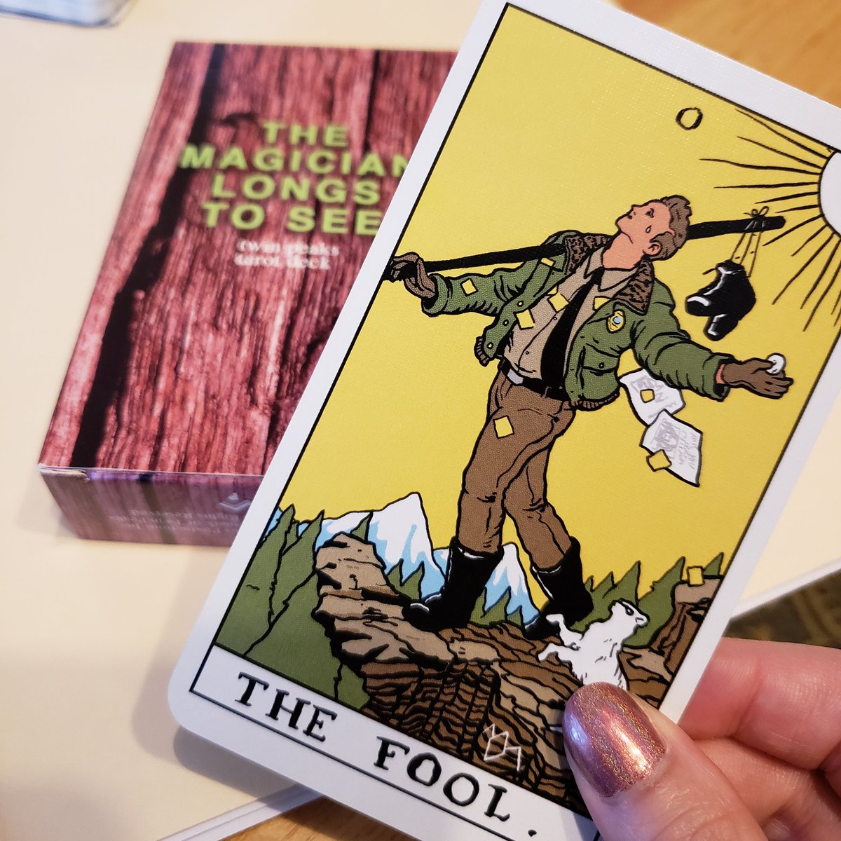 MagicalBuffet's tweet photo. It's #aprilfoolsday! To celebrate I thought I would share different Fools from tarot decks throughout the day!
Here's The Magician Longs to See, Twin Peaks Tarot Deck's The Fool.
@benjuhmuhn
#fool #foolcard #tarot #oracle #tarotcards #oraclecards #divination #cardreading https://t.co/kkM9xWLW97