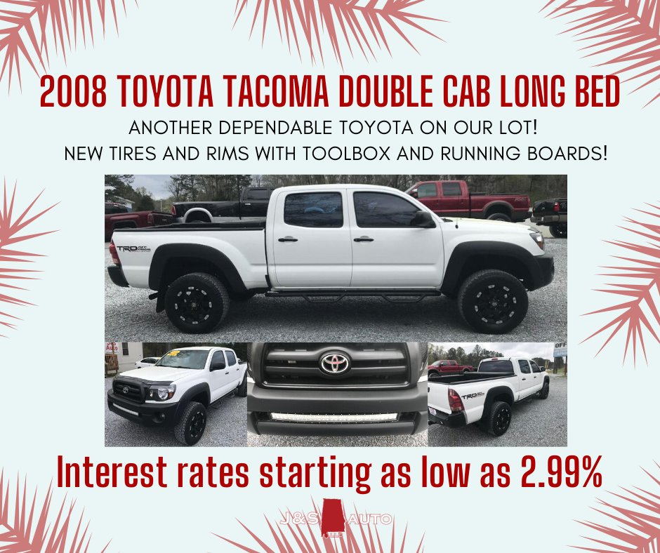 JSAutoLLC's tweet photo. Are you looking for a reliable and affordable Toyota? Our 2008 TOYOTA TACOMA DOUBLE CAB LONG BED is a great truck! Remember, we are giving a $50 Walmart card to each customer with each purchase and will make a $50 donation to the charity of your choice in your name!
-
#Toyota https://t.co/0zjSyqoWFD
