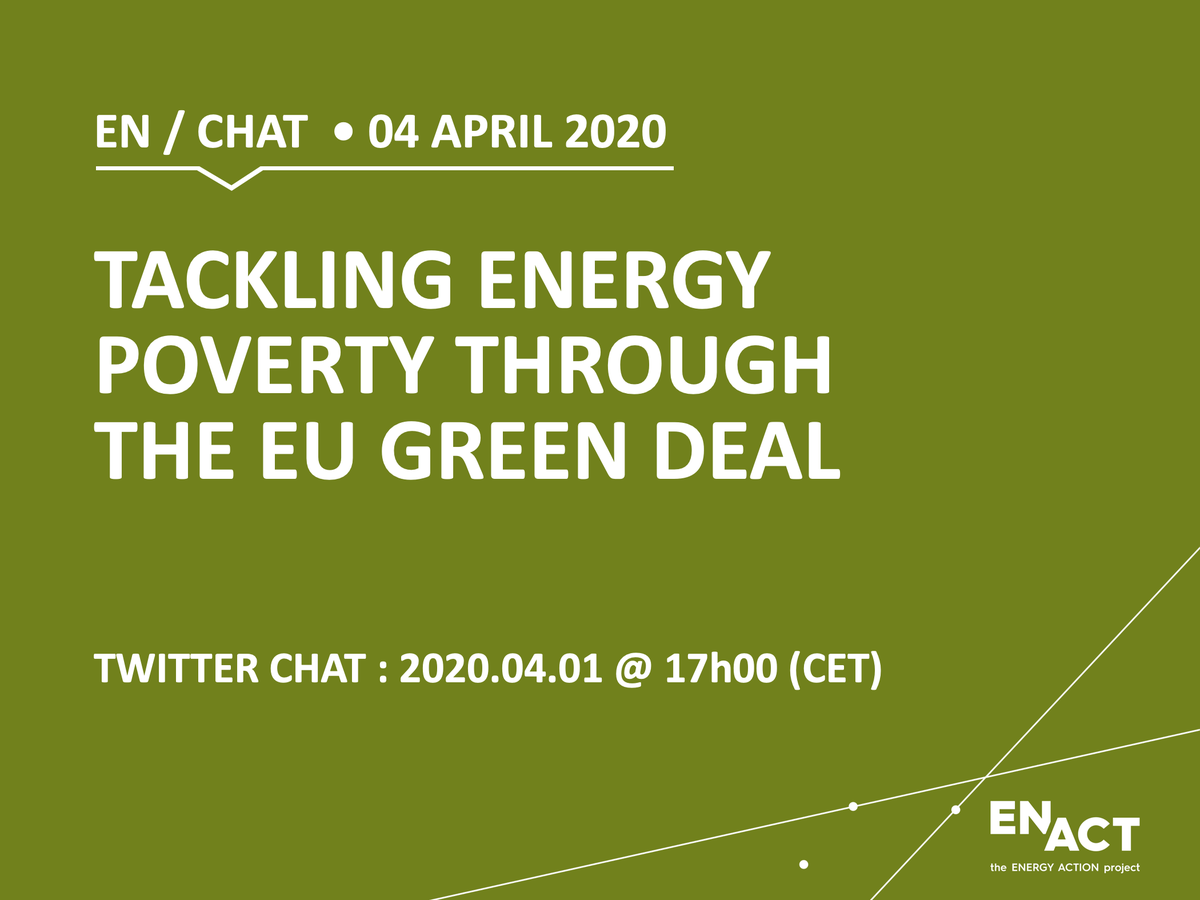 EnActNow's tweet photo. A big welcome to everyone joining our #TwitterChat today! We're super-excited to have this chance to share latest news and views on how to tackle energy poverty through the EU Green Deal!
#energypoverty #EUGreenDeal #buildings #energyefficiency #EnChat #JustTransition https://t.co/sqg4TAnUvu
