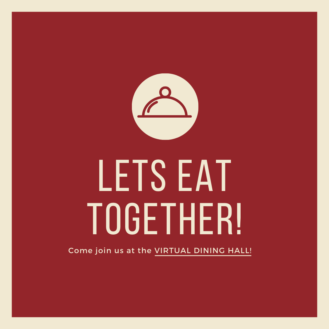 Witwellness's tweet photo. Let's eat together! Join our virtual dining hall Today from 12pm to 1pm by using this link: https://t.co/cOY6CbJXwu #BeWellatWIT #Wellness @wentworthinst @DeanWenner @witproject40 @witfitrec @WITCoopsCareers @WITlife @WITLibrary https://t.co/79BCCaAyr2