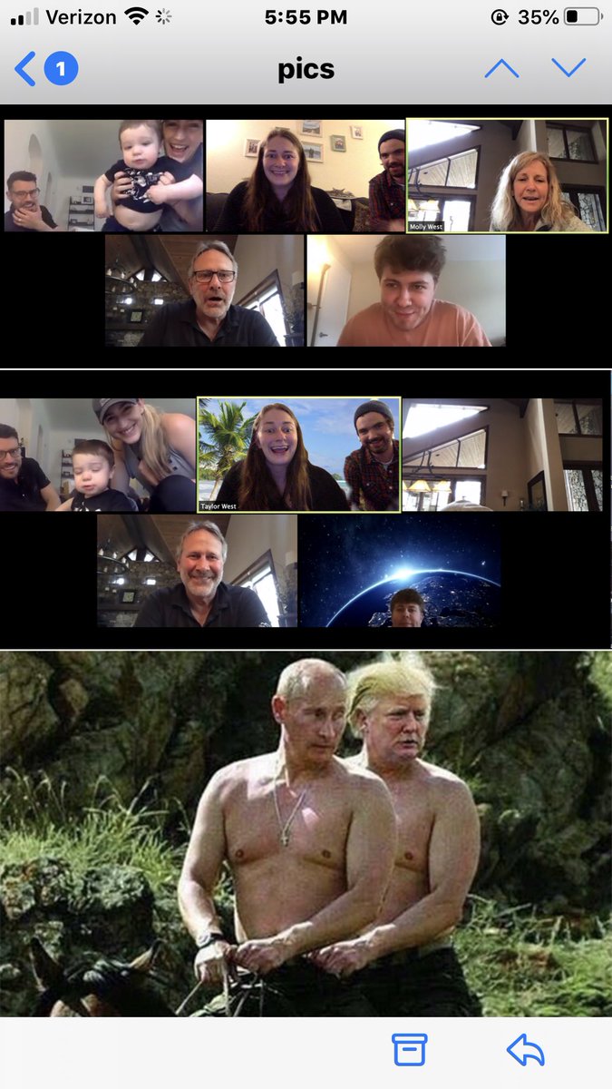 MollyWest13's tweet photo. Happy 26th birthday Taylor! Family West Zoom + Putin and Trump! https://t.co/tzrKSf8yLH