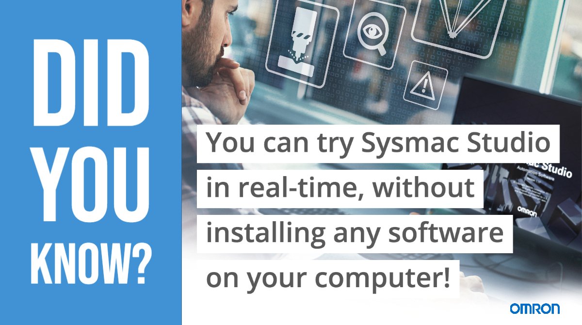 OmronAutomation's tweet image. Try Sysmac Studio without installing any software on your computer!  This online demo enables you to click around and try the software in real time to experience our true integrated development environment.

bit.ly/3awPUQ7

#SysmacStudio #MachineDevelopers #Cloudbased