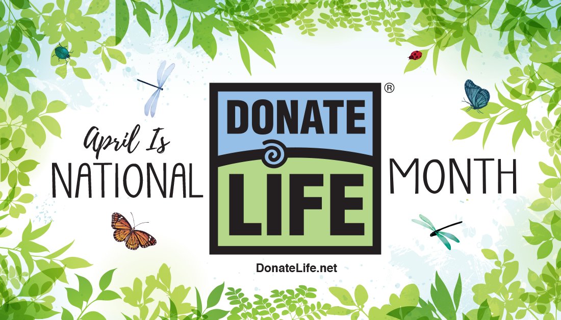 April is National #DonateLifeMonth. 💙💚 We hope you join us this month to honor all donors, registered donors, donor families, those who died waiting, recipients, caregivers, and the 112,000 people waiting for a second chance at life. #DonateLife @ RegisterMe.org