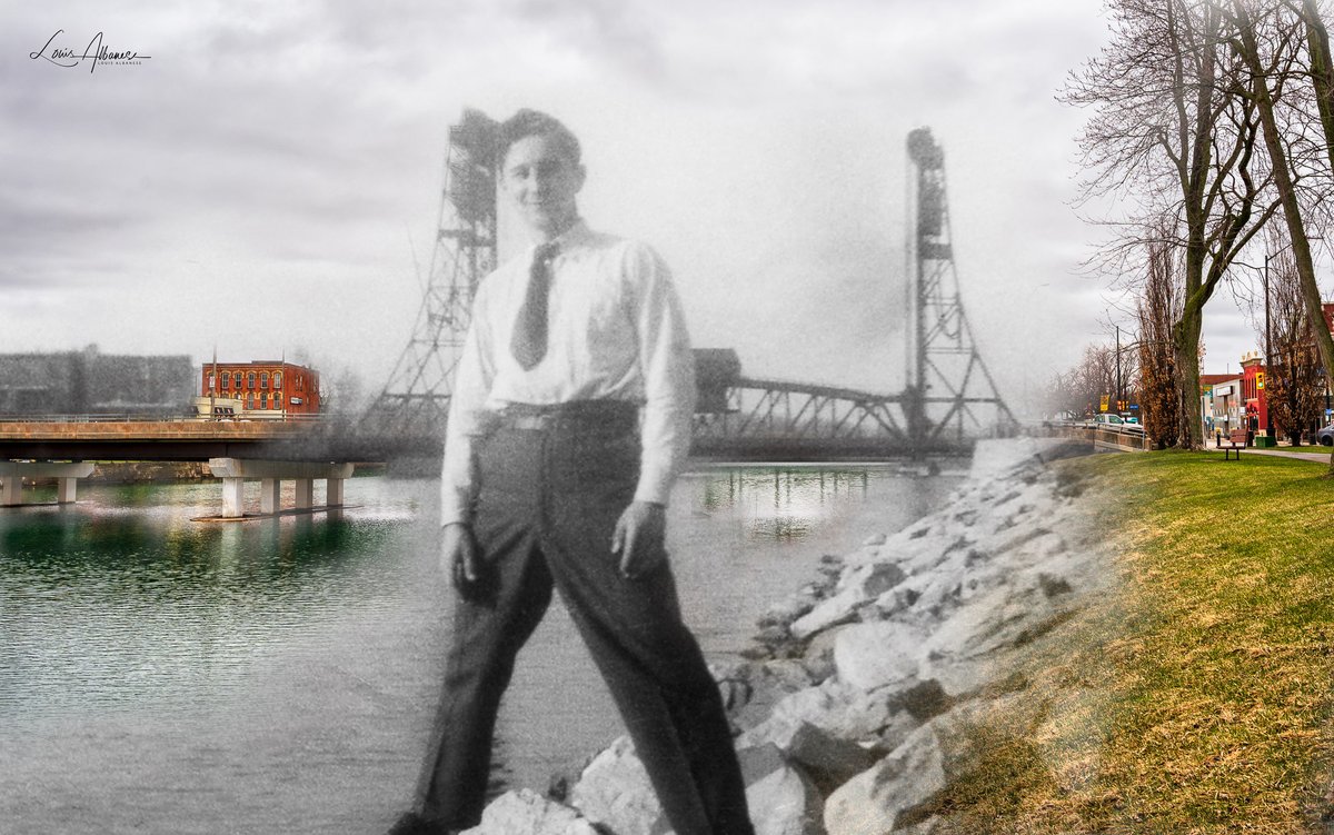 DrLouisAlbanese's tweet photo. Welland-Then and Now
My uncle Domenic 'Mim" Albanese in front of the Main St. bridge-1940s.The bridge is still its original colour-black.I tried to get a similar perspective in the recent photo,and a comp. of the two.
@myWelland @myNiagaraOnline #Bridge13 #It'sAllWellandGood https://t.co/TOGyQLtGmG