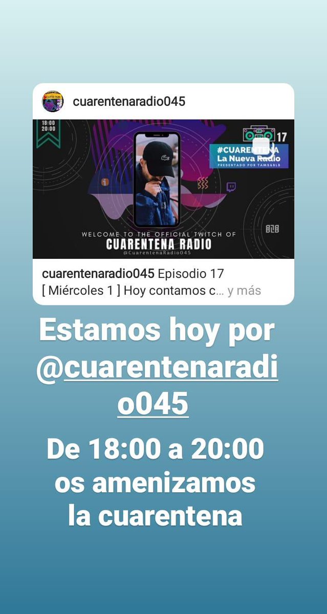 Zenreze's tweet photo. Estoy de 19:00 a 20:00 por cuarentena radio para el que quiera pasar una horita sabiendo más de mí https://t.co/tlxo9O9Nr5
