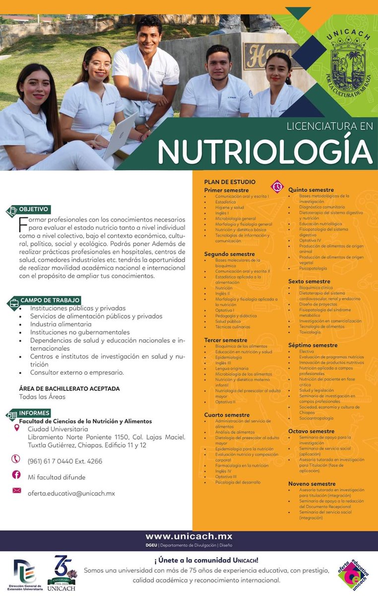 IUnicach's tweet photo. 📚Conoce los planes de estudios que ofrece la UNICACH.

✔️Consulta la convocatoria de ingreso en https://t.co/BAWI9dfRF4.
✔️Podrás realizar tu registro en línea hasta el 30 de mayo.
✔️#Infórmate, #decide y forma parte de la familia #Unicachense https://t.co/8dWn15RyZ9