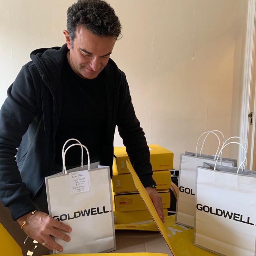 Mike busy sending out essentials to our clients!!#loveourclients #doanythingforthem #goldwell #stayhome #staysafe #savelives