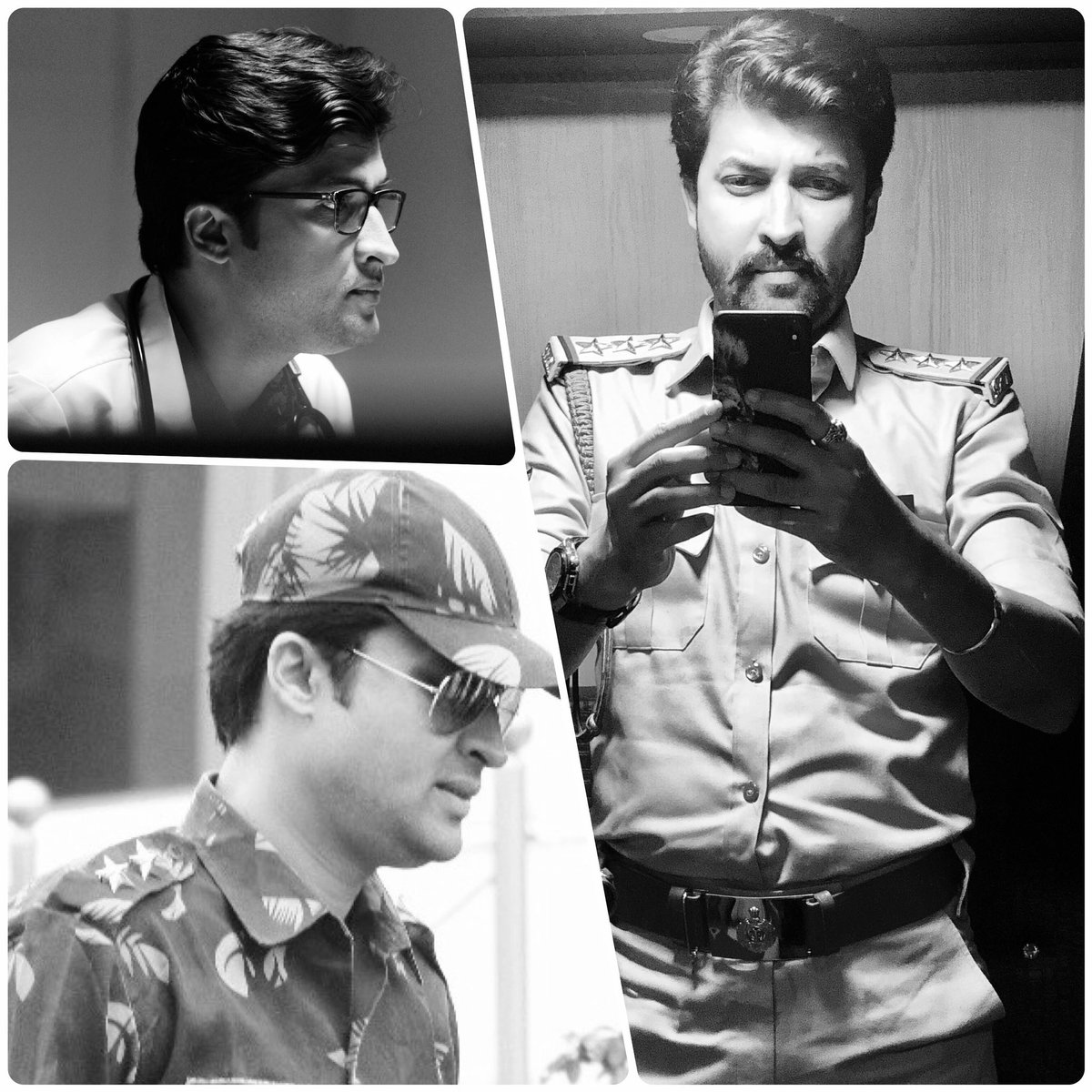 shri_shu's tweet photo. A Doctor,An Army Officer,A Police Inspector...three roles,one duty-Protection.! Lucky for the 3 roles in my first 3 outings as an actor! #ActorsLife #MajorGoals #Doctor #Bhinna #KannadaFeature #ArmyOfficer #IndianArmy #CorporateFilm #PoliceOfficer #YellowBoard #KannadaFeature https://t.co/HpI3vQ9jbo