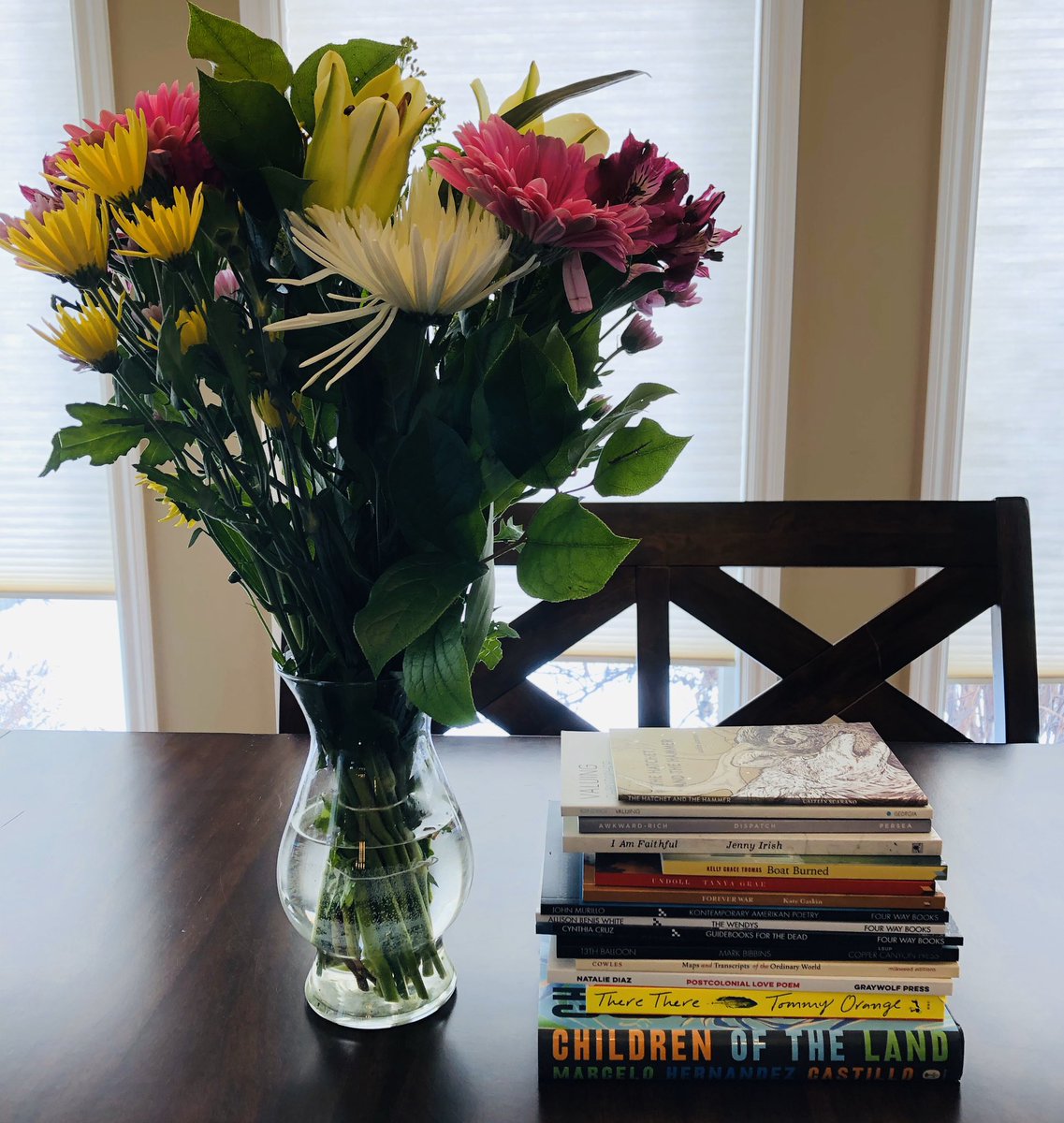 chelsdingman's tweet photo. The mail is slow, but somehow comforting just the same. This is my #awpvirtualbookfair haul so far. Iβve been having trouble focusing, but Iβm going to try to set aside the news for these beautiful books & those still to arrive. Happy National Poetry Month to all.β¨ https://t.co/KfbkWkLybs