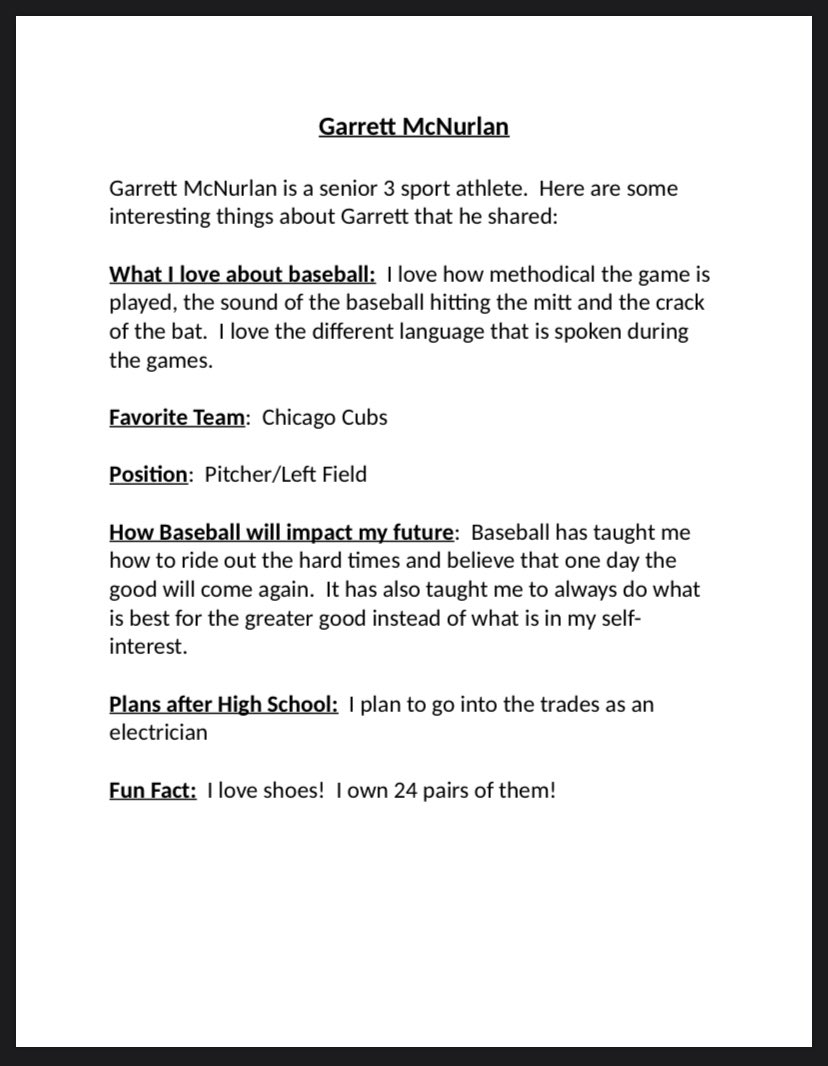 SomBCatBaseball's tweet photo. Since we won’t be seeing baseball for the month of April, we thought we would feature our baseball athletes. To start off we have senior Garrett McNurlan, who is a three sport Bobcat athlete. https://t.co/hJyXMhJFJn