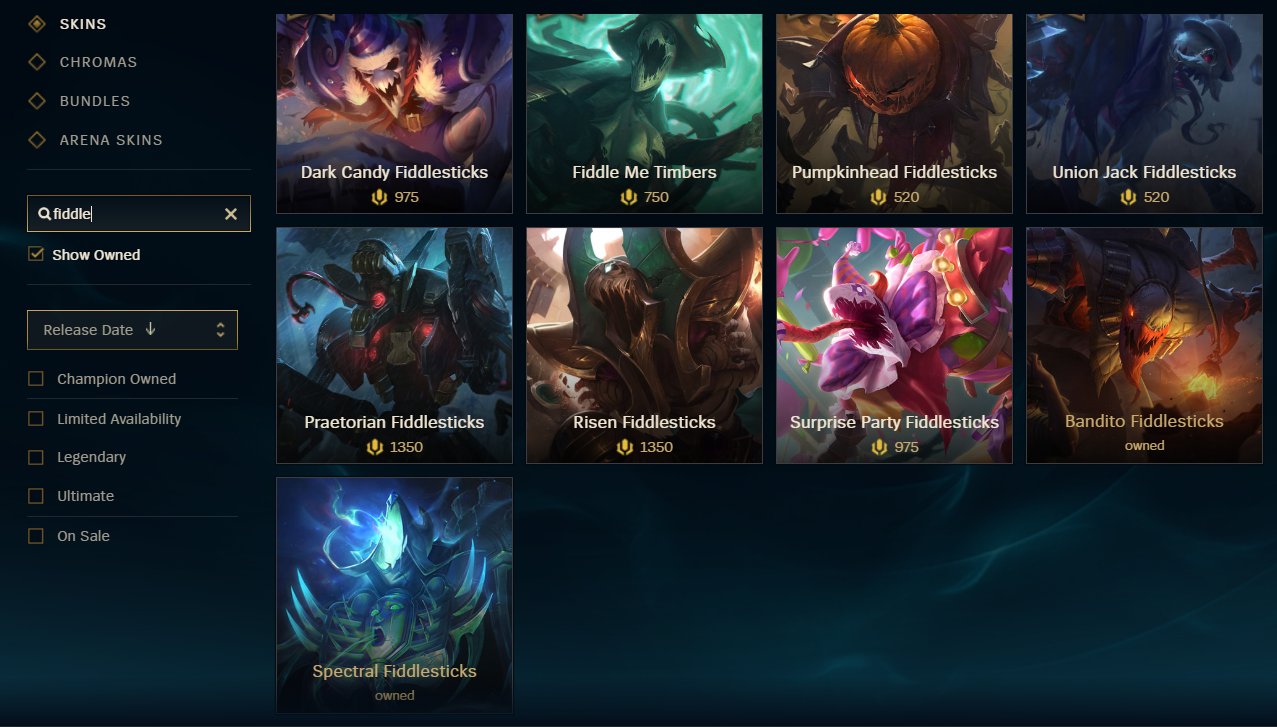 Featured image of post Fiddlesticks Skins In Game If fiddlesticks is out of combat and vision his next ability will fear its target s