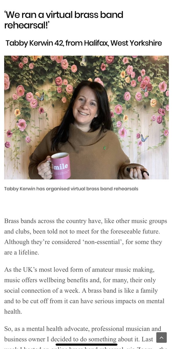 tabbykerwin's tweet photo. Amazing to be featured in an article written by @rachtompkins in @topsanteuk in its “6 positive stories to come out of the lockdown”
Thanks @hayleyfoodninja for the shout 🙌🏻😘
read the full article here: https://t.co/lg6KoVEKQy
#covid19 #topsante #brassband @4barsrest @BB1887 https://t.co/9CDW9MIrH9