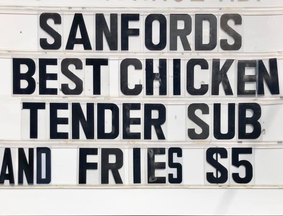 Sanford’s best Chicken Tender Sub (with Fries!) is only $5 at Sobik’s Subs of Sanford for a limited time. Thank you for supporting local! #sanfordstrong