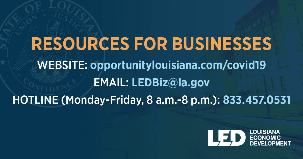 LEDLouisiana's tweet photo. Gov. Edwards: State-Led Program To Offer COVID-19 Small Business Help. Firms of fewer than 100 employees will be able to borrow up to $100,000 at below-market interest rates https://t.co/OntzyMskaL https://t.co/IFB4iJ9IxP