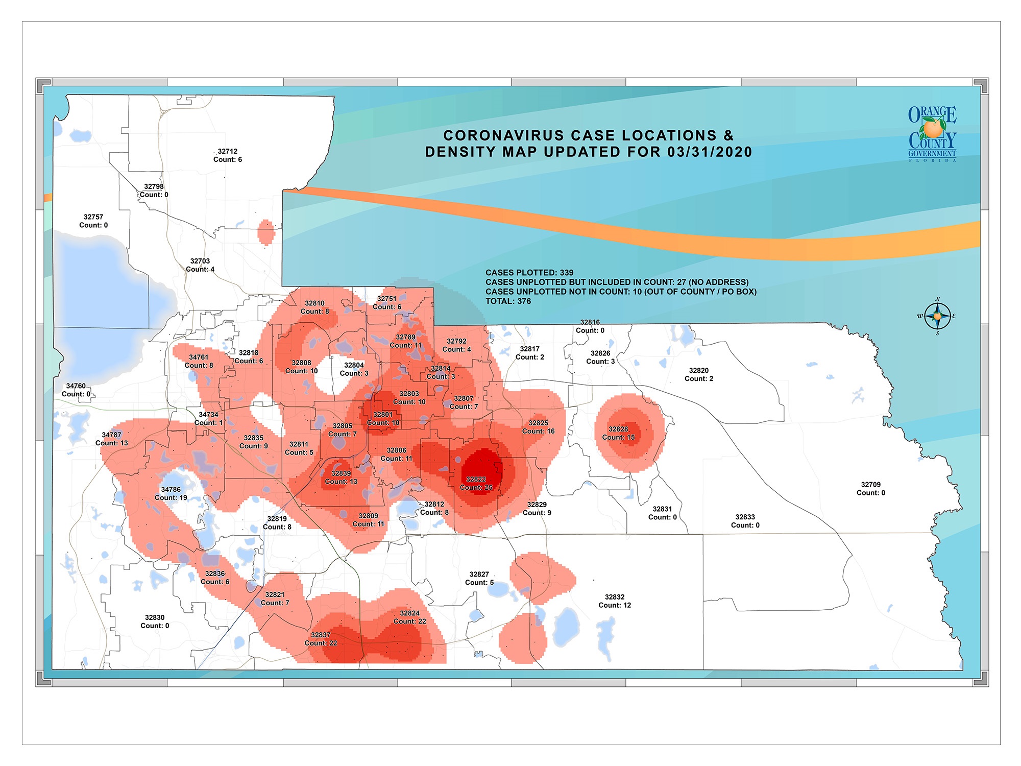 orange county florida map Orange County Fl On Twitter County Heat Map Of Covid 19 Cases Ocflmayor Don T Be Misled About The Lack Of Numbers In Your Zip Code As There Are Various Factors Specifically Population orange county florida map