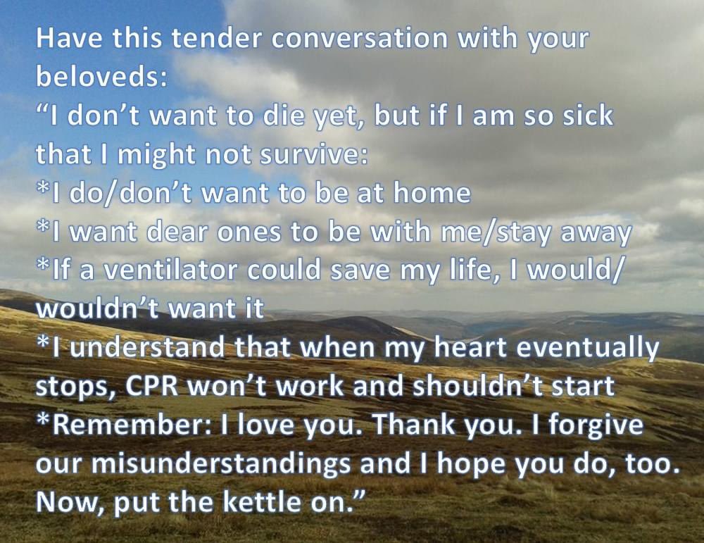 samdavies345's tweet photo. In light of the current situation with Covid-19, I just read this shared by @drkathrynmannix, ICU isn’t for everyone. We daily talk about birth &amp; pregnancy, death is natural too and we need to address the taboo topic before it’s to late!  #COVIDー19 https://t.co/T6mdHwqNqz