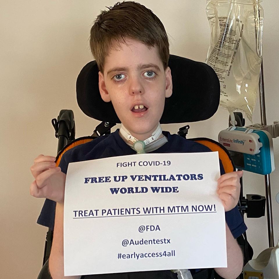 willcuremtm's tweet photo. We call on @AudentesTx  to provide access to AT132 Gene Therapy for MTM Patients! Free Up Ventilators and Vent Parts!! @AstellasUS @US_FDA @BretBaier @andersoncooper @realDonaldTrump @GovPritzker @SenatorDurbin @LaurenUnderwood @maddow #earlyaccess4all #freeupventilators #covid19 https://t.co/uUUQkyhoiO