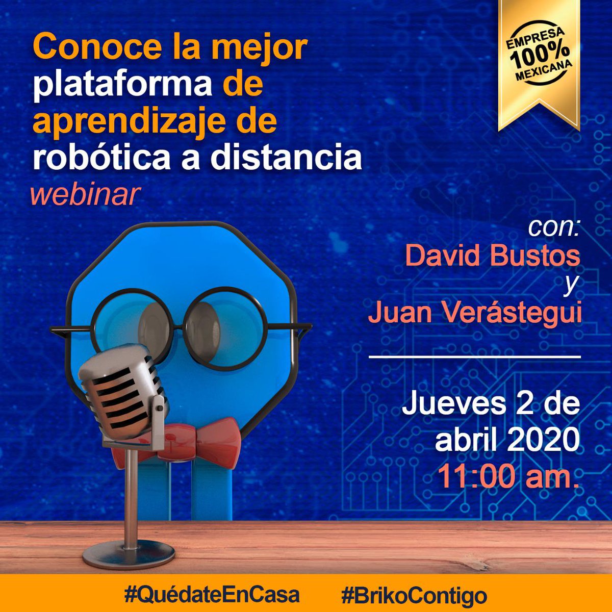 brikorobotics's tweet photo. Únete a nuestro webinar💻 y conoce la mejor manera para que nuestros alumnos aprendan desde 🏡con 𝐵𝑟𝑖𝑘𝑜 🤖

👩‍💻Hablaremos sobre las opciones que ofrece Briko 👩🏻‍💻y las ventajas que tiene el programar con nuestra plataforma educativa

*Registro
https://t.co/azWzgH09t9 https://t.co/v4hh71Omj2