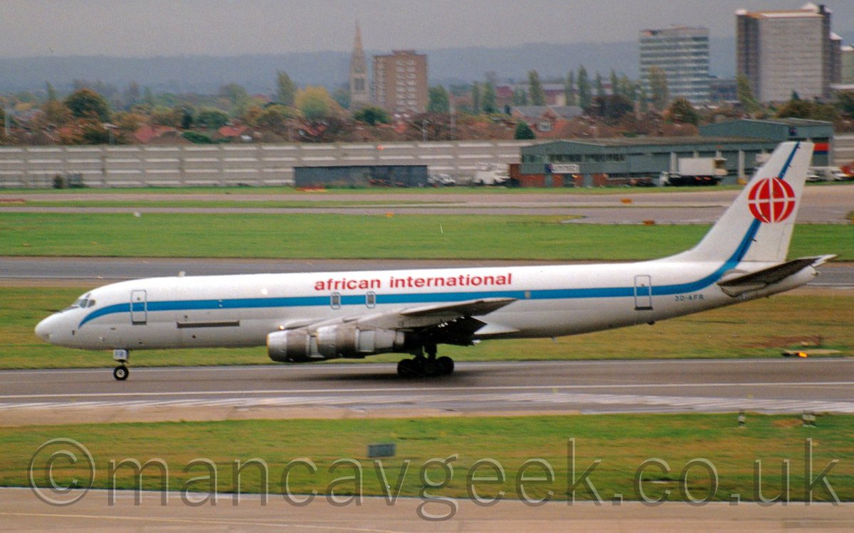 mancavgeek's tweet photo. 3D-AFR, Douglas DC8-54F, African International, at London Heathrow, 30th October 1994.
#avgeek #planespotting #london #heathrow #lhr #egll #queensBuilding #glasshouse #douglas #dc8 #africanInternational https://t.co/tTn8WnfcBt
