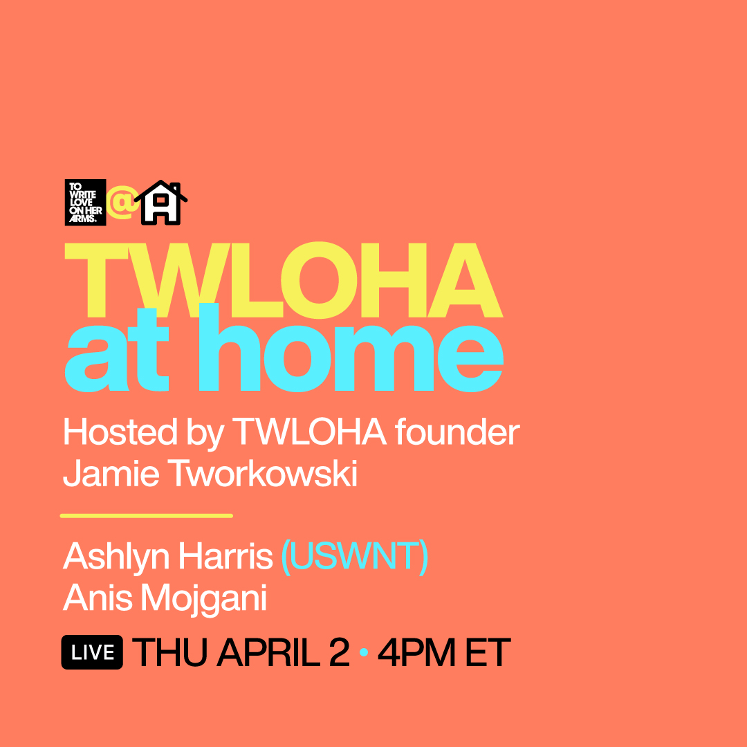 TWLOHA's tweet photo. We’ve invited a couple more friends to join us for the next #TWLOHAatHome Instagram Live chat! Catch TWLOHA founder @jamietworkowski talking with @Ashlyn_Harris (from the @USWNT) and Anis Mojgani (@mojgani) at 4 pm EDT this Thursday, April 2!

https://t.co/5q2794noZw https://t.co/xbzTlGhtZJ