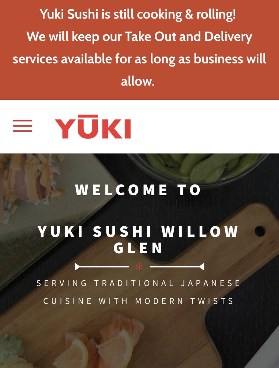 willowGlen5K's tweet photo. Our longtime sponsors are open for business! Gold Sponsor Yuki Sushi (408-287-9854) has takeout &amp; delivery available, and Bronze Sponsor The Table Restaurant (408-638-7911) has takeout &amp; curbside pickup (including brunch &amp; cocktails!)
Enjoy these tonight with your families! 😀 https://t.co/yLo2WsHIPu