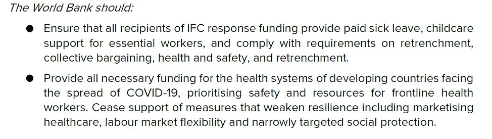 Business as usual will not get us through the crisis or help us recover. Policies that drive deregulation and precarious work have no place in the response. World Bank Prez Malpass’ claims that structural reform will speed recovery, but it won’t.