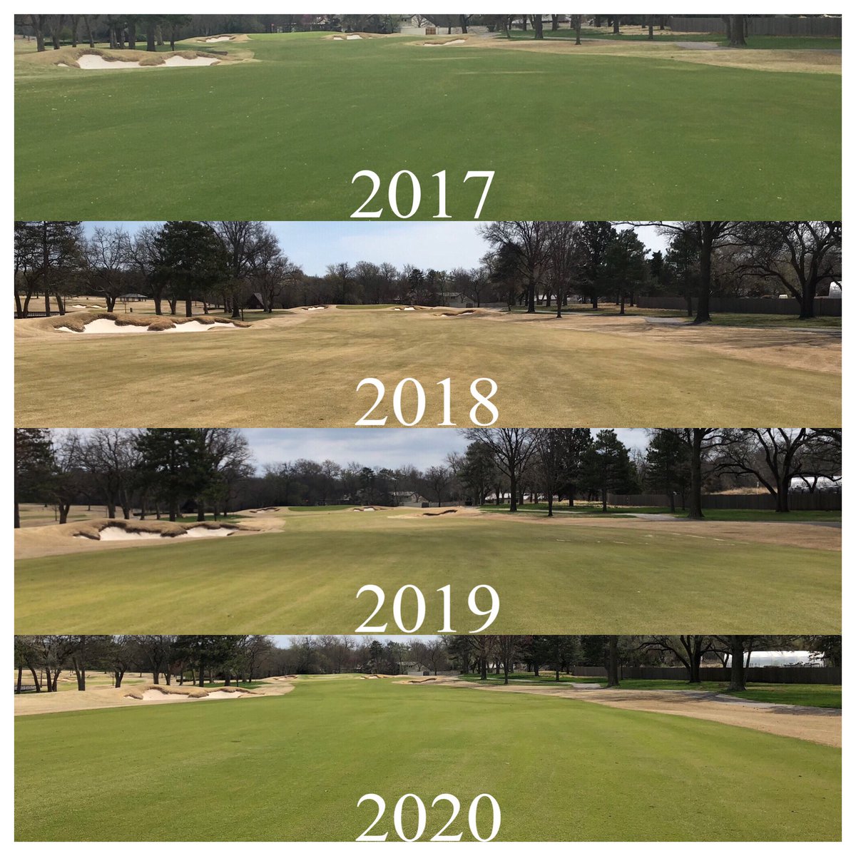 CRgreenside's tweet photo. Annual April 1 comparison photo going back to 2012. 

#Tradition #WichitaCountryClub #Superviews #WCC https://t.co/JYq6YkVpmJ