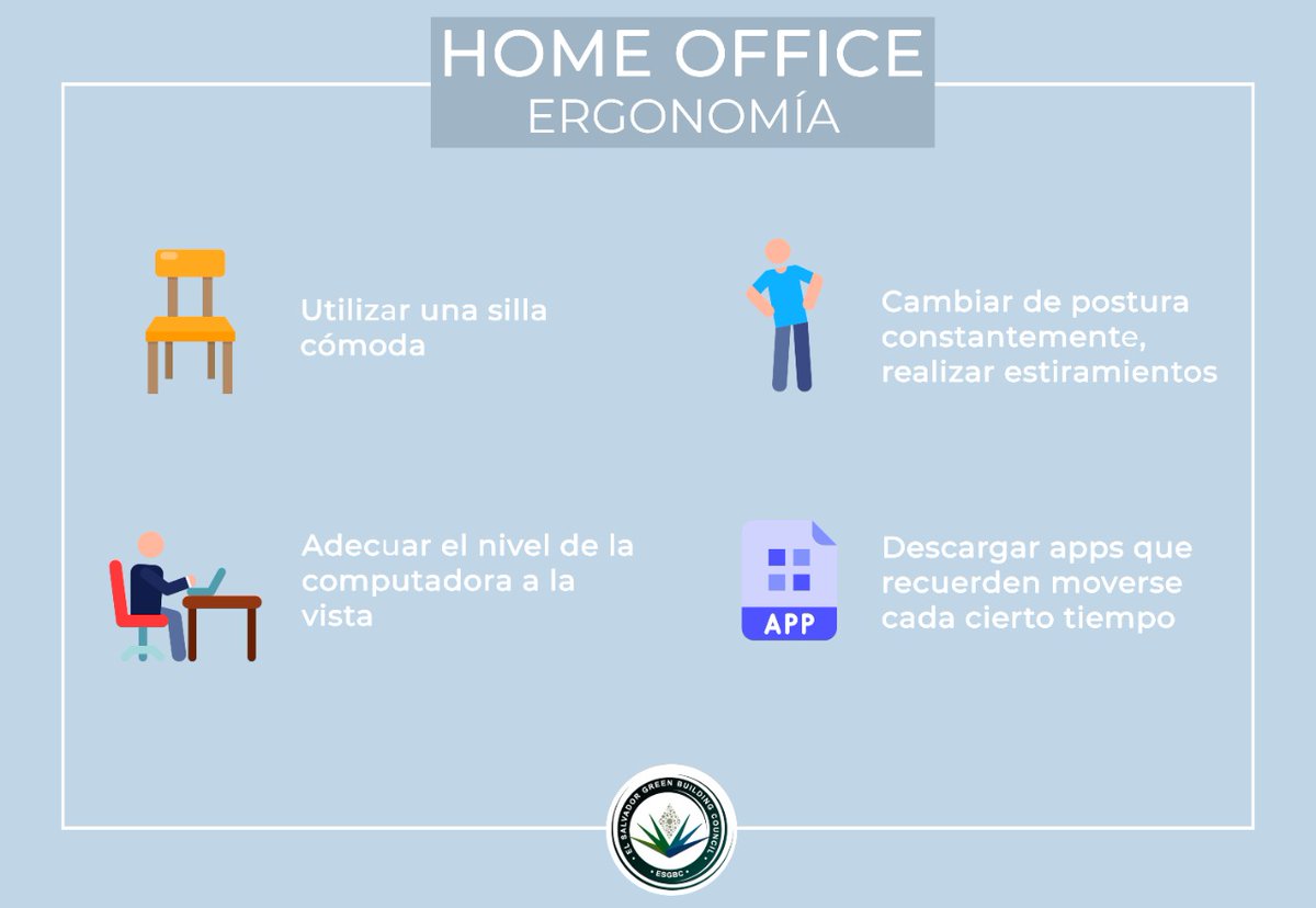 Dianalepio's tweet photo. 🍃🖥️🏡#ESGBCGreenTips #HealthySpaces #HomeOffice #Wellness
En tu espacio de trabajo desde casa debes garantizar tener una adecuada ergonomía. La comodidad en tu espacio de trabajo puede garantizarte máxima productividad!!
@ELSALVADORGBC https://t.co/9fb9dqlga3
