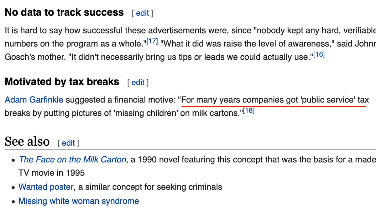 This entire campaign was fear-based propaganda with the added benefit of corporate greed & malfeasance.On top of the 0.0% success rate, for many years companies got "public service" tax breaks by putting pictures of "missing children" on milk cartons.Air quotes via Wikipedia.